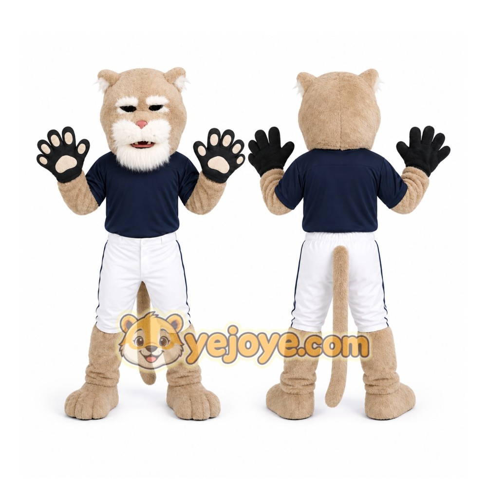 Beige Cougar Mascot Costume for Sports Events Beige Cougar Mascot Costume for Sports Events