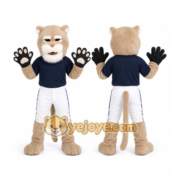 Beige Cougar Mascot Costume for Sports Events