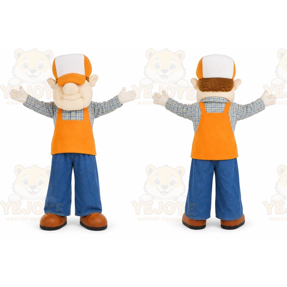 Orange Worker Mascot Costume for Events and Promotions