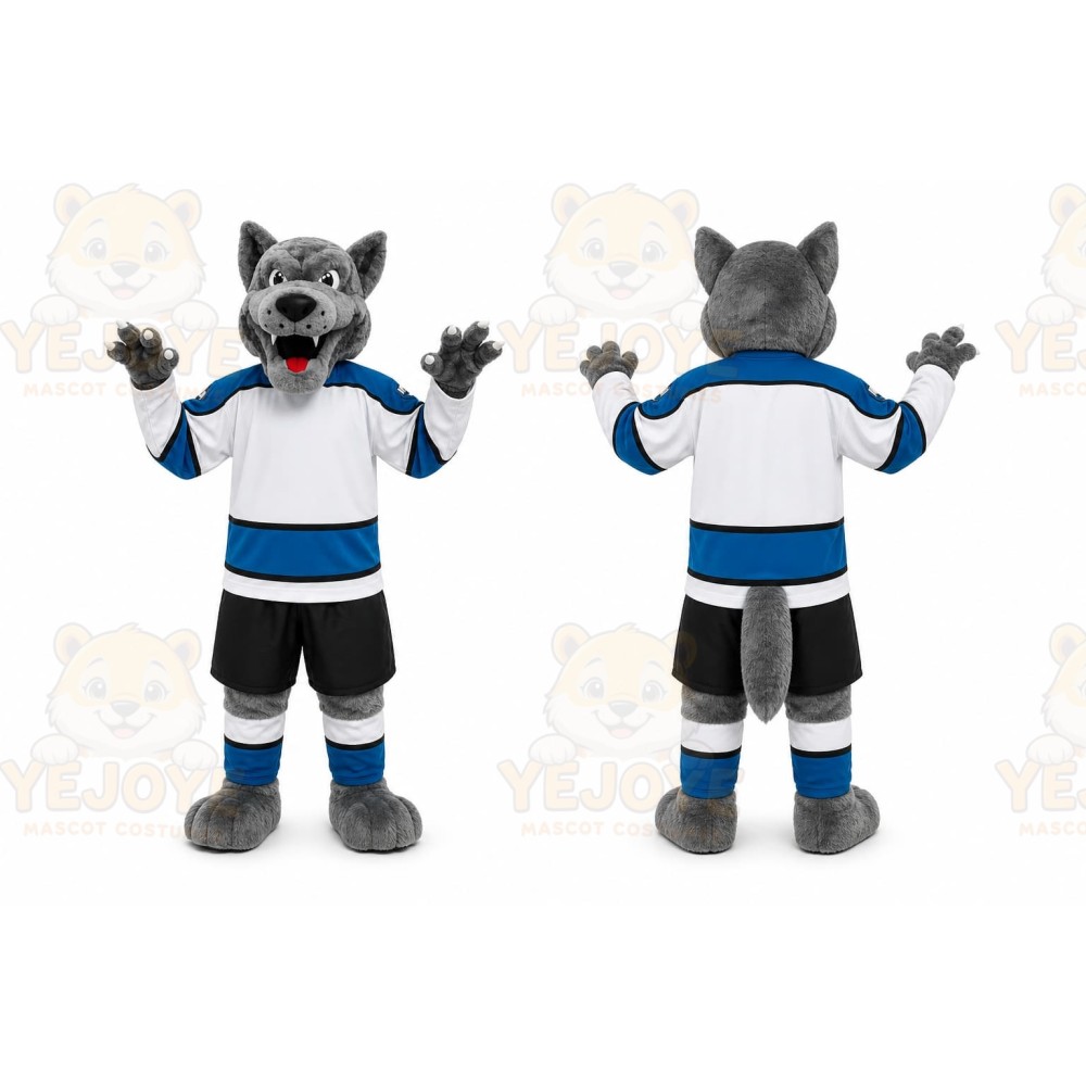Gray Wolf Mascot Costume for Sports Events