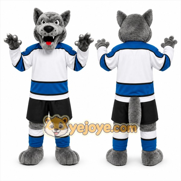 Gray Wolf Mascot Costume for Sports Events