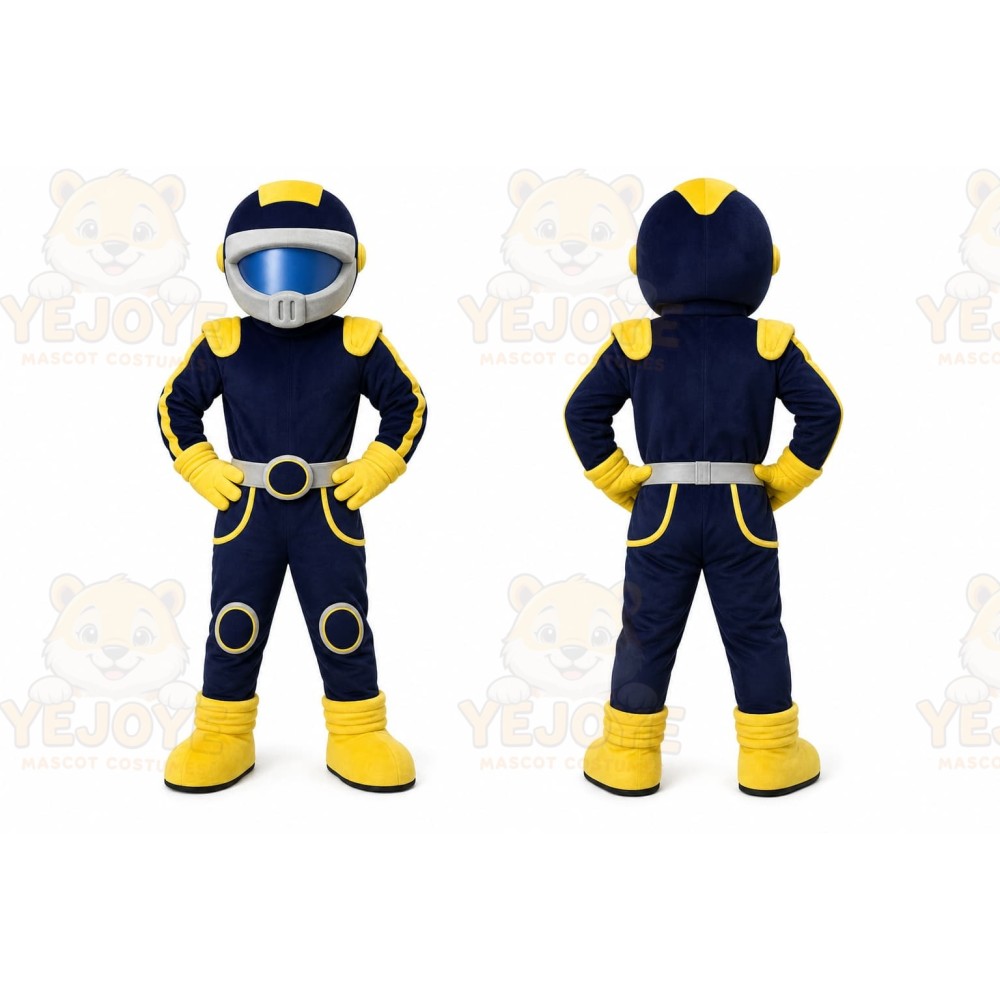 Blue Race Car Driver Mascot Costume for Events and Promotions