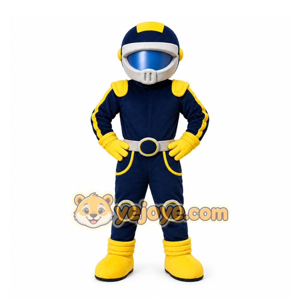 Blue Race Car Driver Mascot Costume for Events and Promotions Blue Race Car Driver Mascot Costume for Events and Promotions