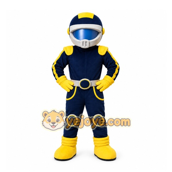 Blue Race Car Driver Mascot Costume for Events and Promotions