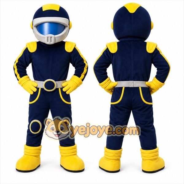 Blue Race Car Driver Mascot Costume for Events and Promotions