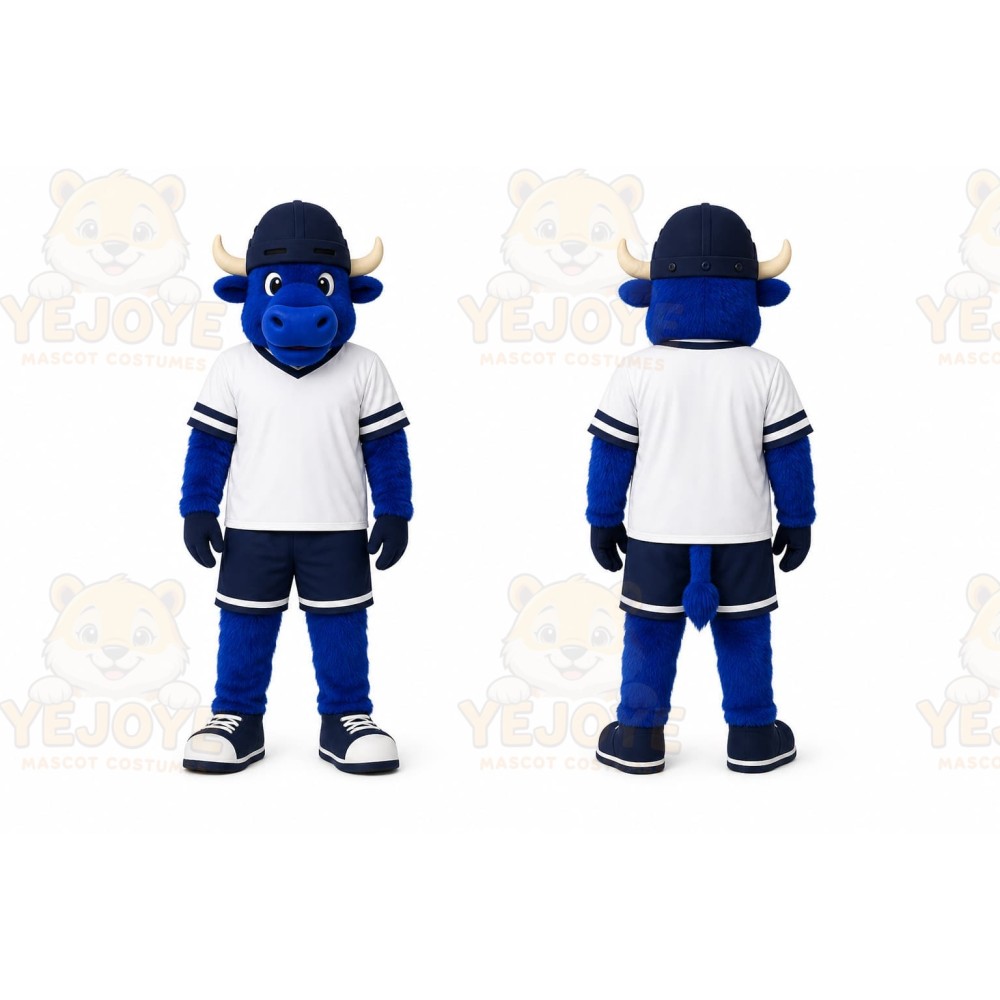 Blue Bull Mascot Costume for Sports Events
