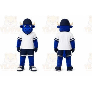 Blue Bull Mascot Costume for Sports Events