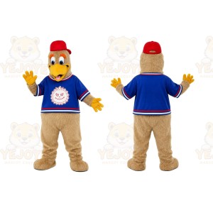 Tan Bird Mascot Costume for Sports Events