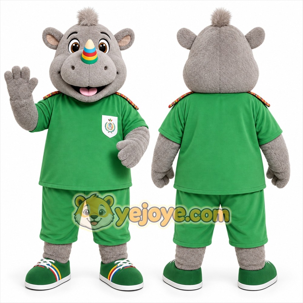 Green Rhinoceros Mascot Costume for Sports Events