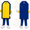 Blue Price Tag Mascot Costume for Corporate Events