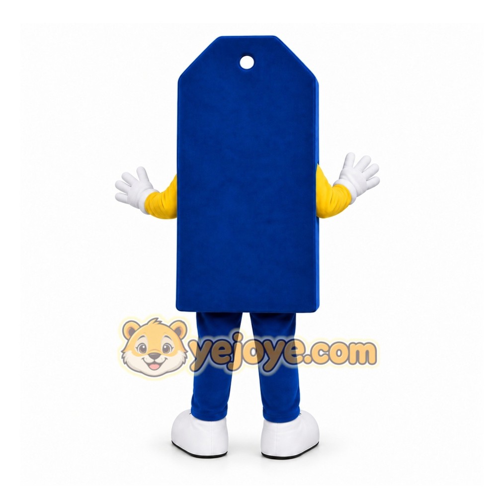Blue Price Tag Mascot Costume for Corporate Events Blue Price Tag Mascot Costume for Corporate Events