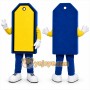 Blue Price Tag Mascot Costume for Corporate Events