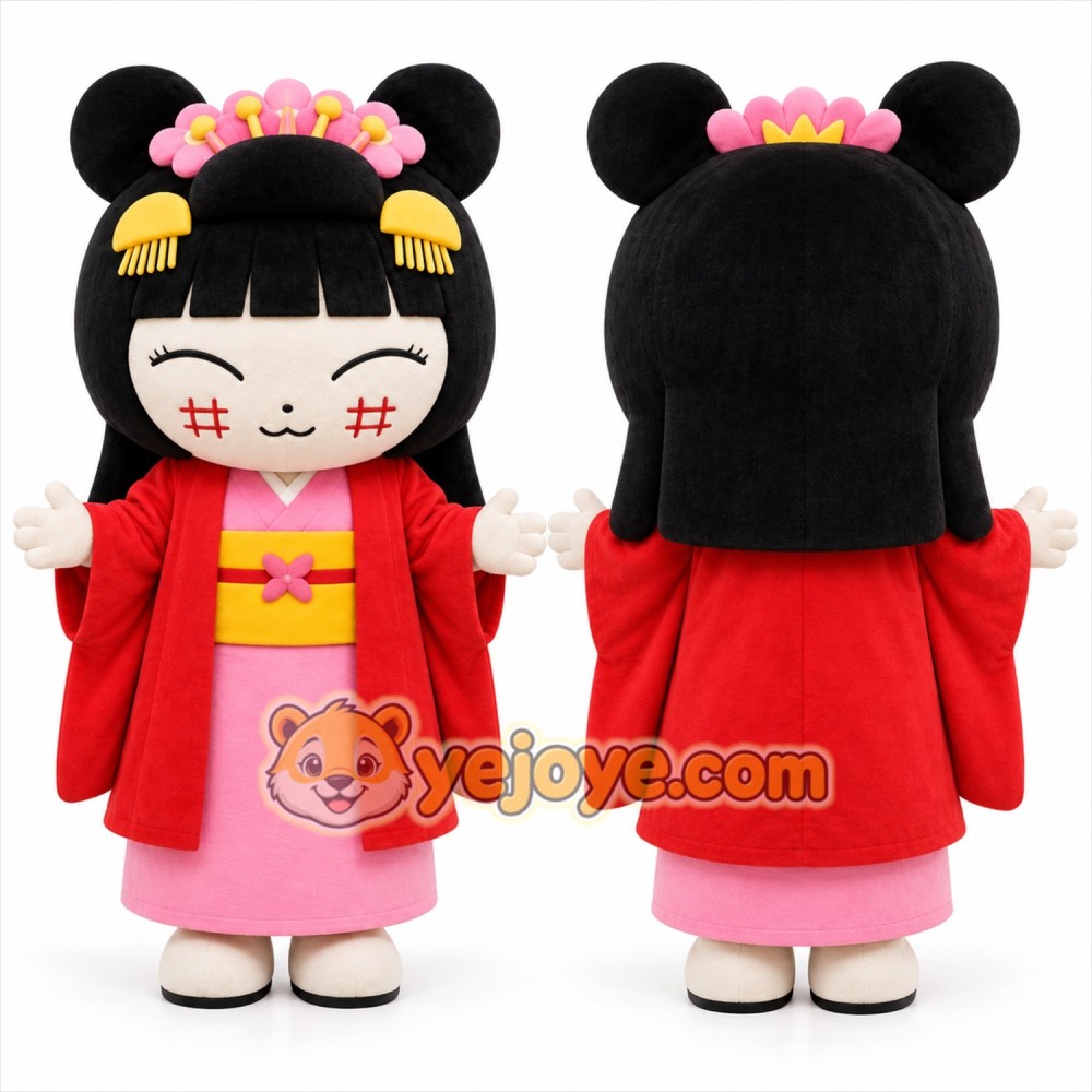 Red Girl Character Mascot Costume for Children's Events Red Girl Character Mascot Costume for Children's Events