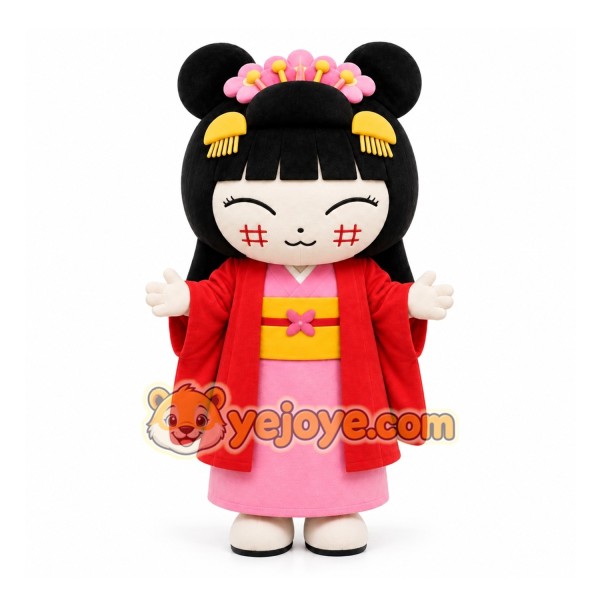 Red Girl Character Mascot Costume for Children's Events Red Girl Character Mascot Costume for Children's Events