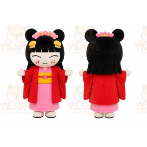 Red Girl Character Mascot Costume for Children's Events