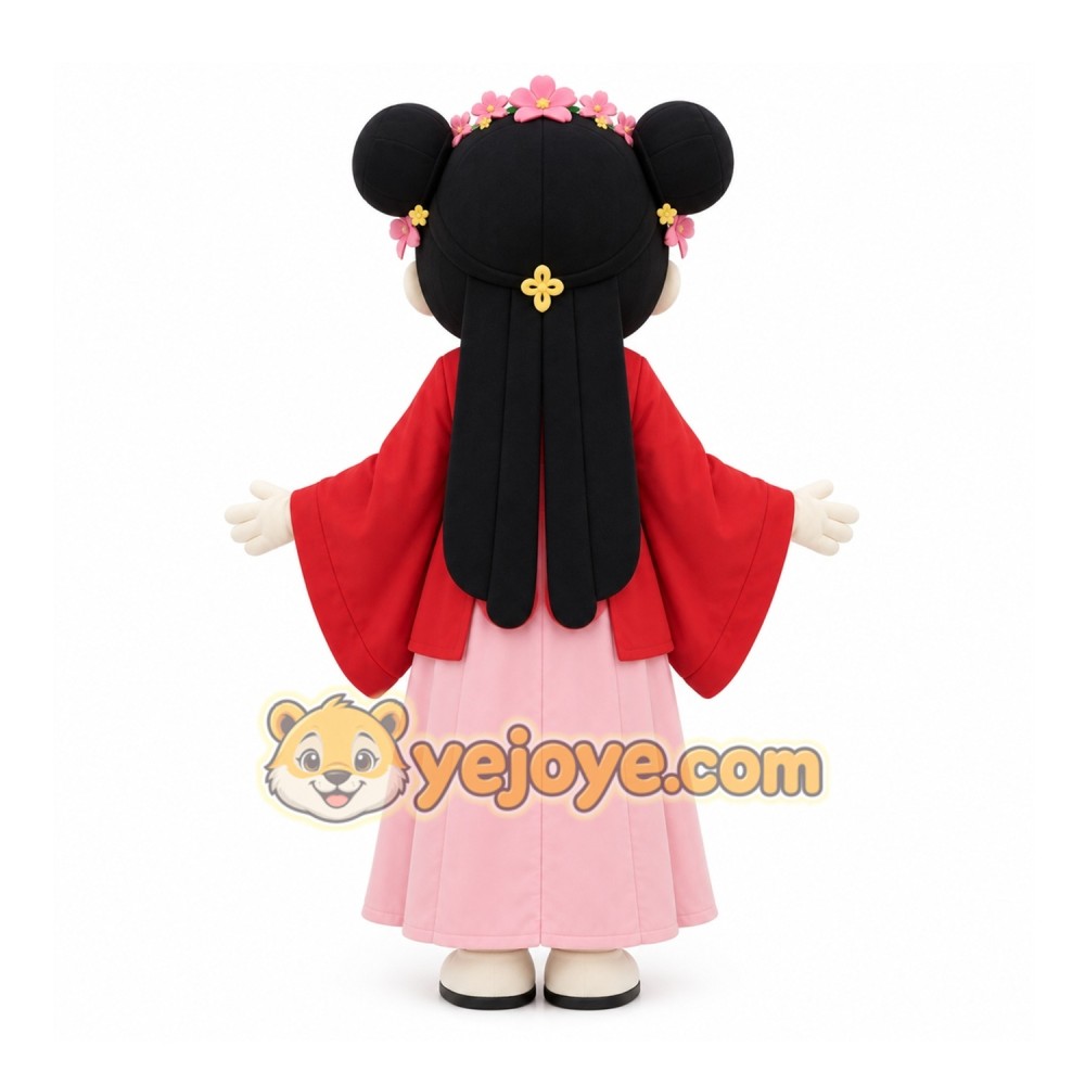 Red Girl Character Mascot Costume for Children's Events Red Girl Character Mascot Costume for Children's Events