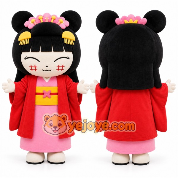 Red Girl Character Mascot Costume for Children's Events