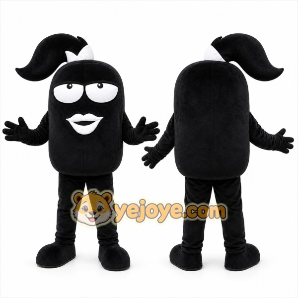 Black Cartoon Character with Ponytail Mascot Costume for Events and Promotions