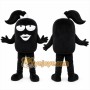 Black Cartoon Character with Ponytail Mascot Costume for Events and Promotions