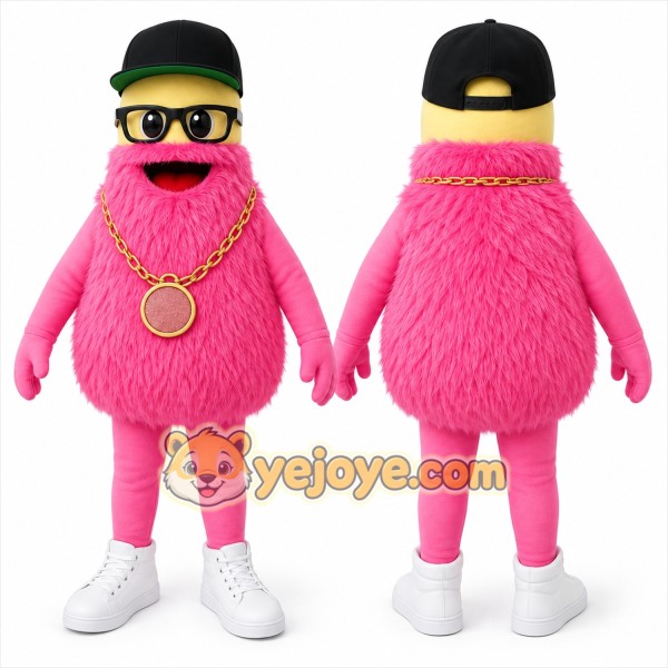 Pink Furry Creature Mascot Costume for Children's Events