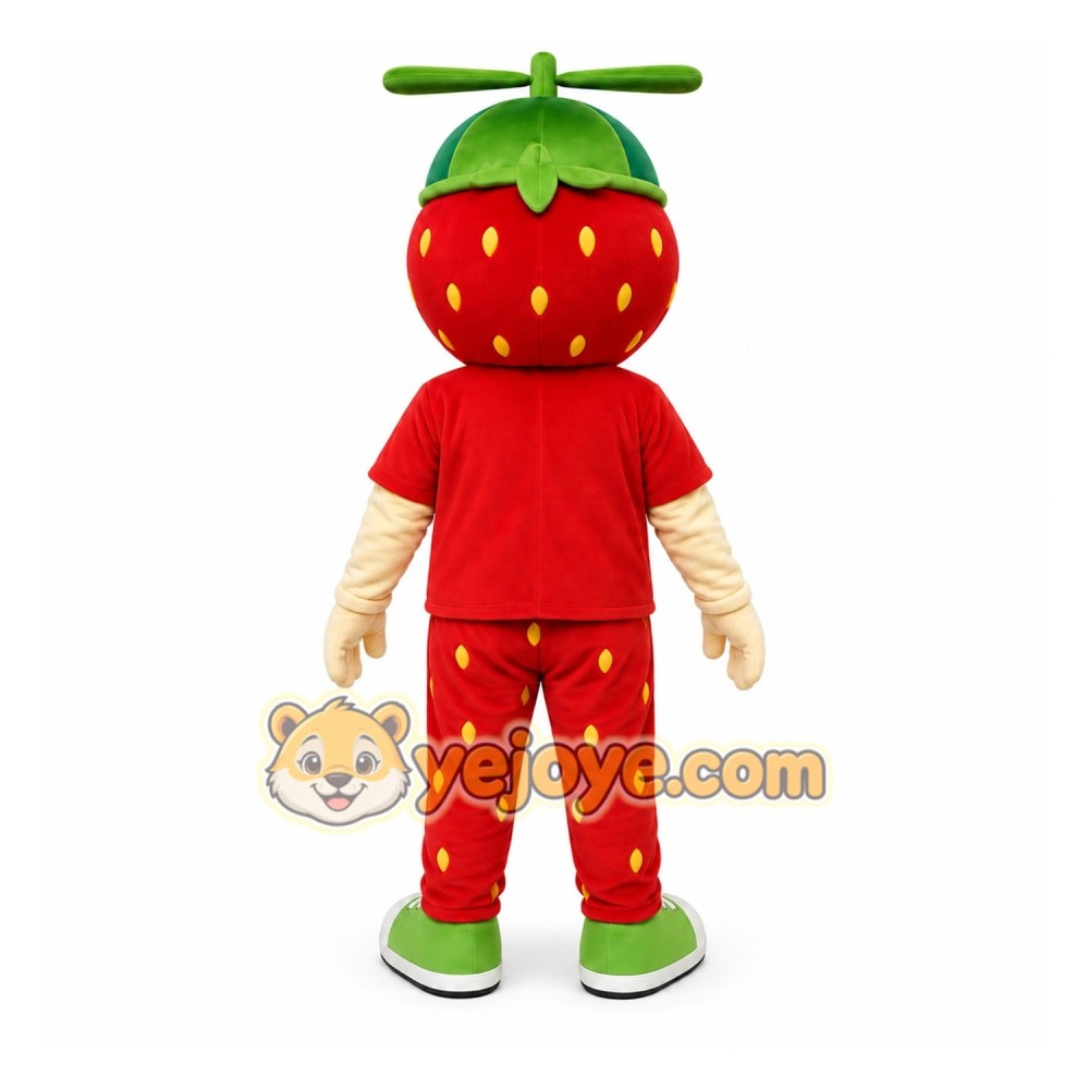Red Strawberry Mascot Costume for Restaurant Promotions Red Strawberry Mascot Costume for Restaurant Promotions