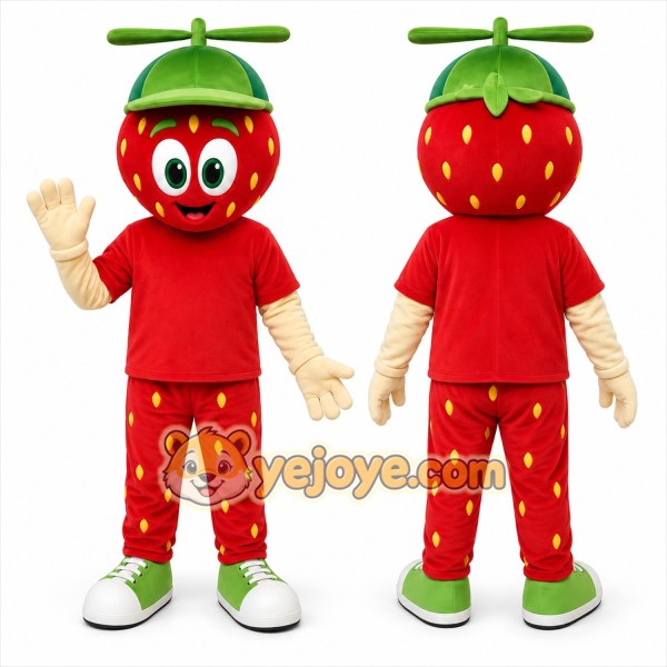Red Strawberry Mascot Costume for Restaurant Promotions