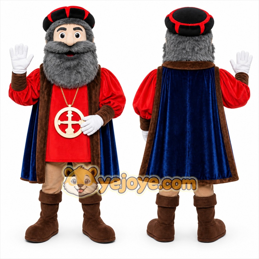 Red Historical Figure Mascot Costume for Events and Promotions Red Historical Figure Mascot Costume for Events and Promotions