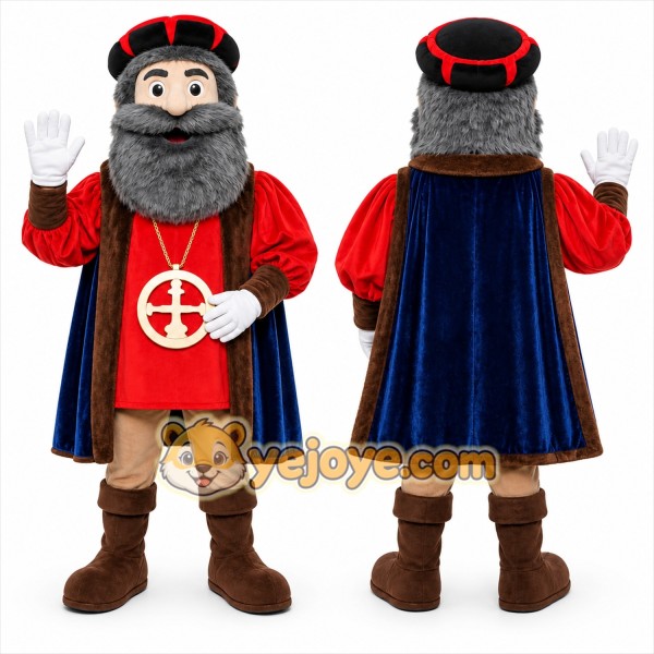 Red Historical Figure Mascot Costume for Events and Promotions