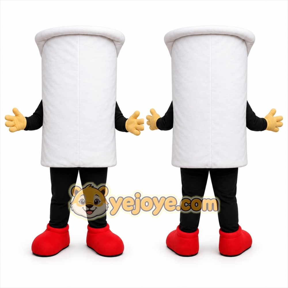 White Toilet Paper Roll Mascot Costume for Events and Promotions White Toilet Paper Roll Mascot Costume for Events and Promotions