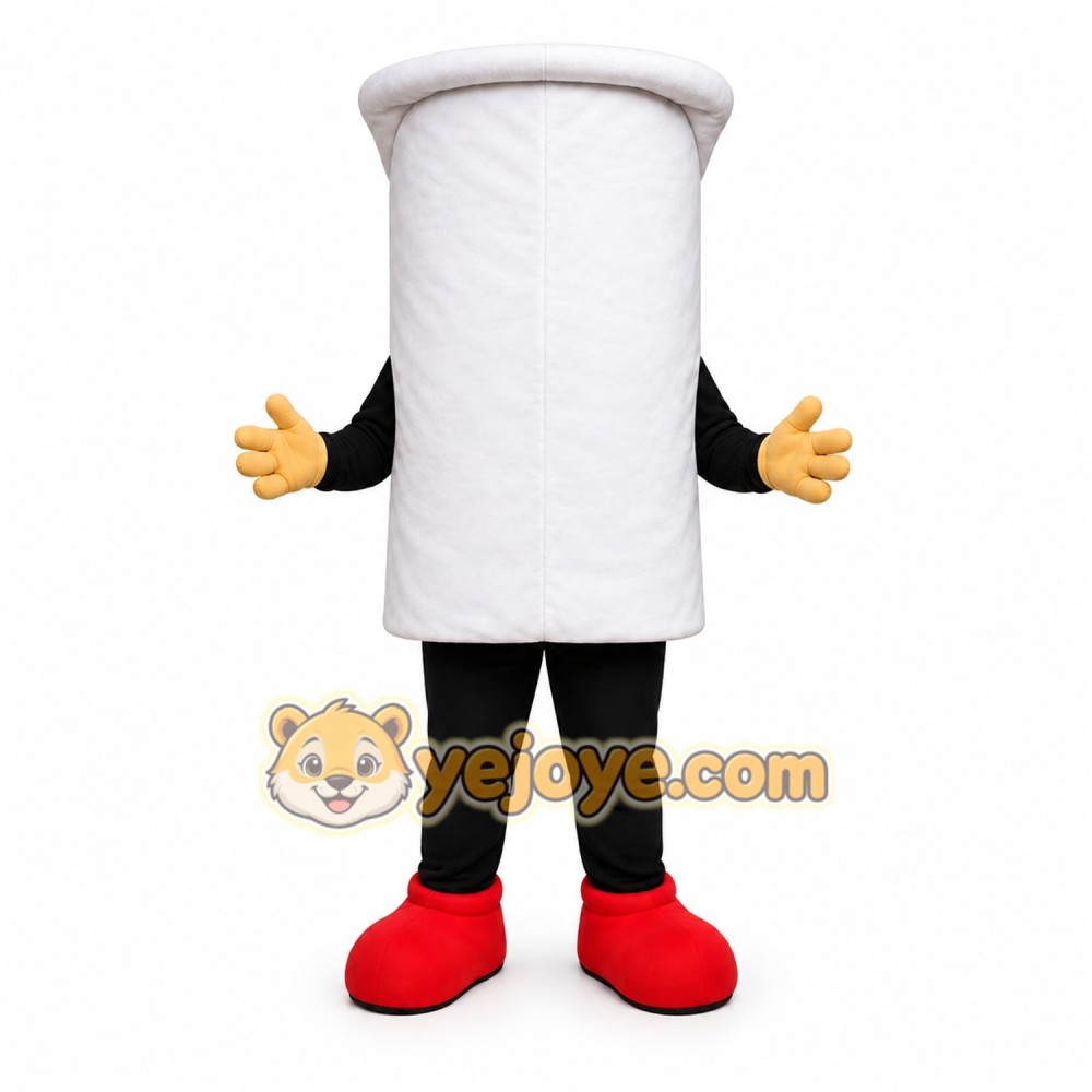 White Toilet Paper Roll Mascot Costume for Events and Promotions White Toilet Paper Roll Mascot Costume for Events and Promotions