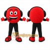 Red Headset Emoji Mascot Costume for Corporate Events Red Headset Emoji Mascot Costume for Corporate Events