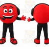 Red Headset Emoji Mascot Costume for Corporate Events