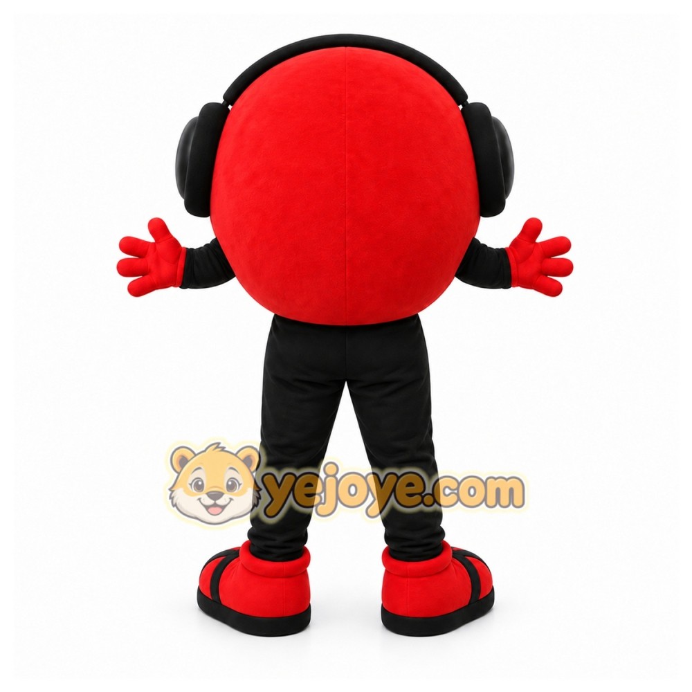 Red Headset Emoji Mascot Costume for Corporate Events Red Headset Emoji Mascot Costume for Corporate Events