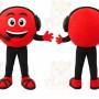 Red Headset Emoji Mascot Costume for Corporate Events