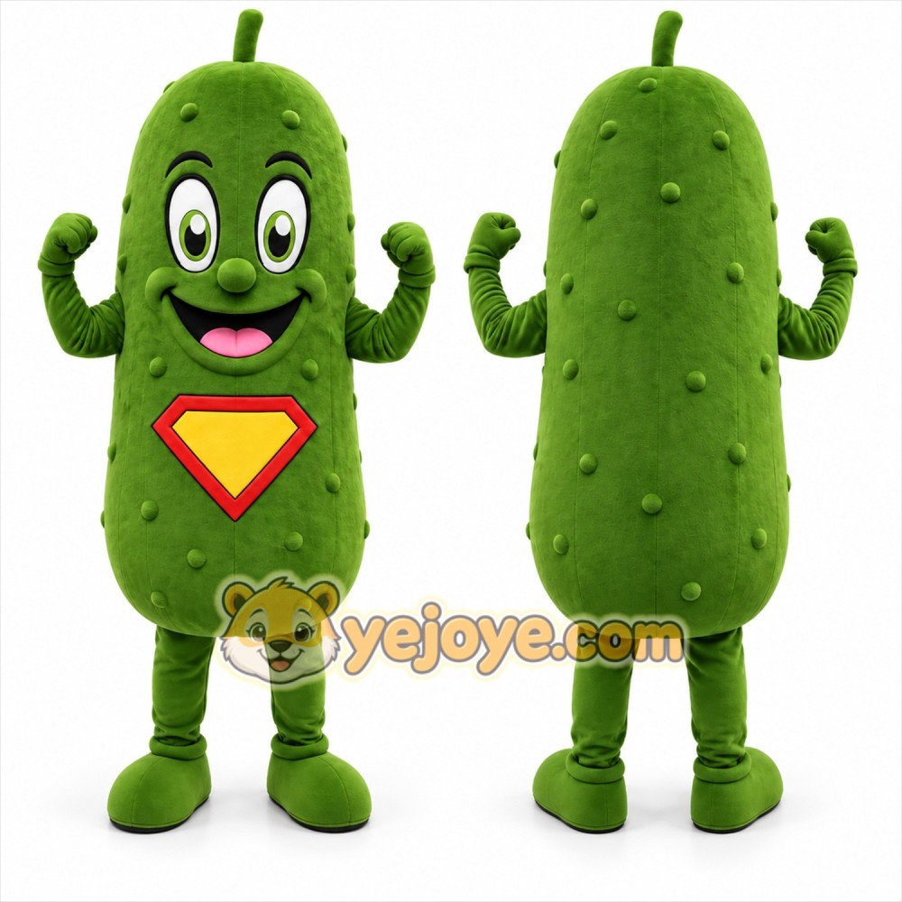 Green Pickle Mascot Costume for Events and Promotions Green Pickle Mascot Costume for Events and Promotions