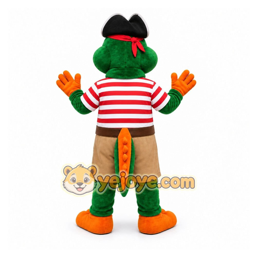 Green Alligator Pirate Mascot Costume for Children's Events Green Alligator Pirate Mascot Costume for Children's Events