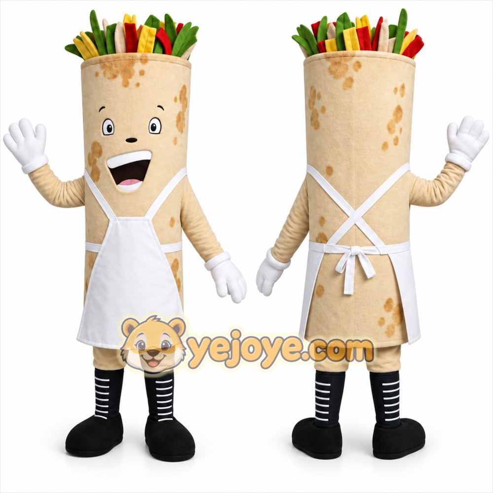 Beige Wrap Sandwich Mascot Costume for Restaurant Promotions Beige Wrap Sandwich Mascot Costume for Restaurant Promotions