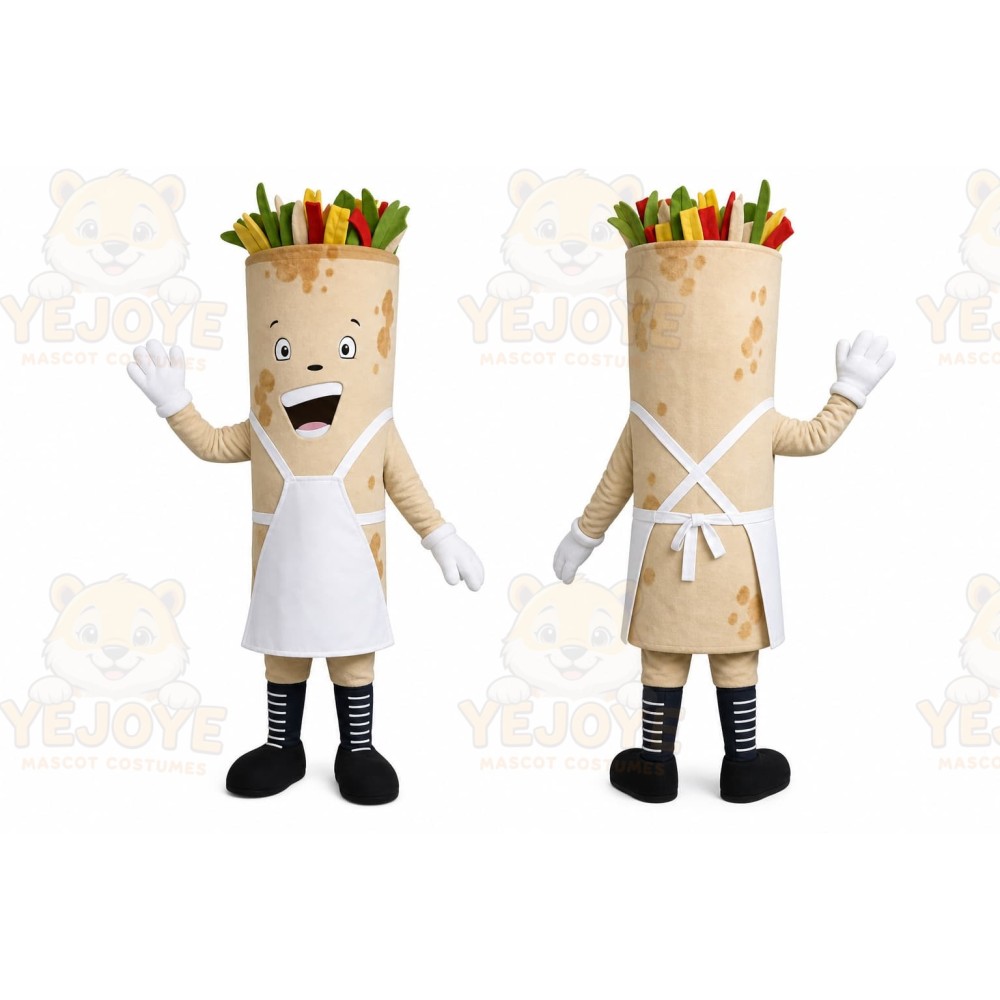 Beige Wrap Sandwich Mascot Costume for Restaurant Promotions