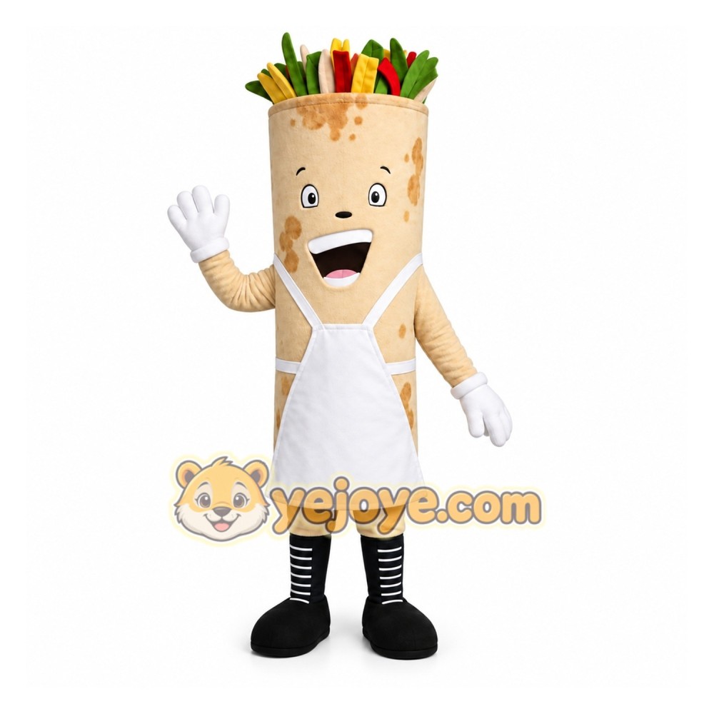 Beige Wrap Sandwich Mascot Costume for Restaurant Promotions Beige Wrap Sandwich Mascot Costume for Restaurant Promotions