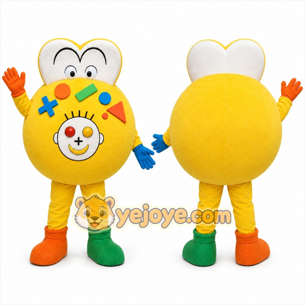 Yellow Cookie Mascot Costume for Children's Events Yellow Cookie Mascot Costume for Children's Events