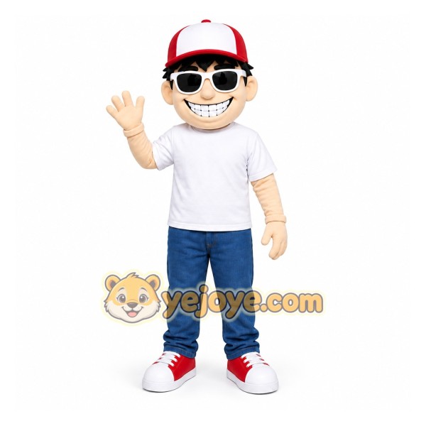 White Boy Mascot Costume for Events and Promotions
