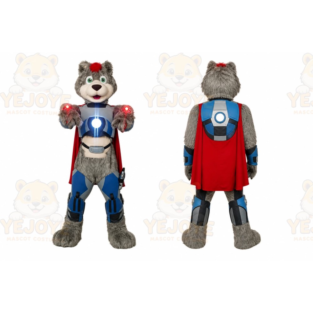 Gray Wolf Superhero Mascot Costume for Events and Promotions