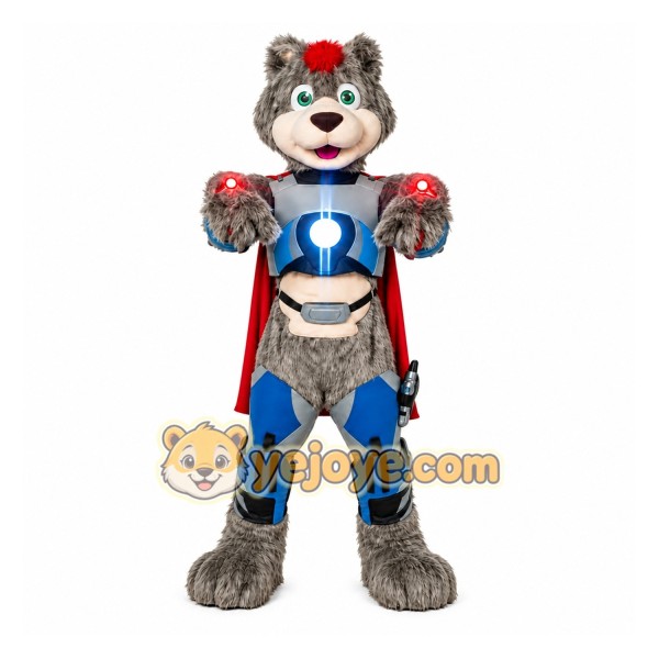 Gray Wolf Superhero Mascot Costume for Events and Promotions Gray Wolf Superhero Mascot Costume for Events and Promotions