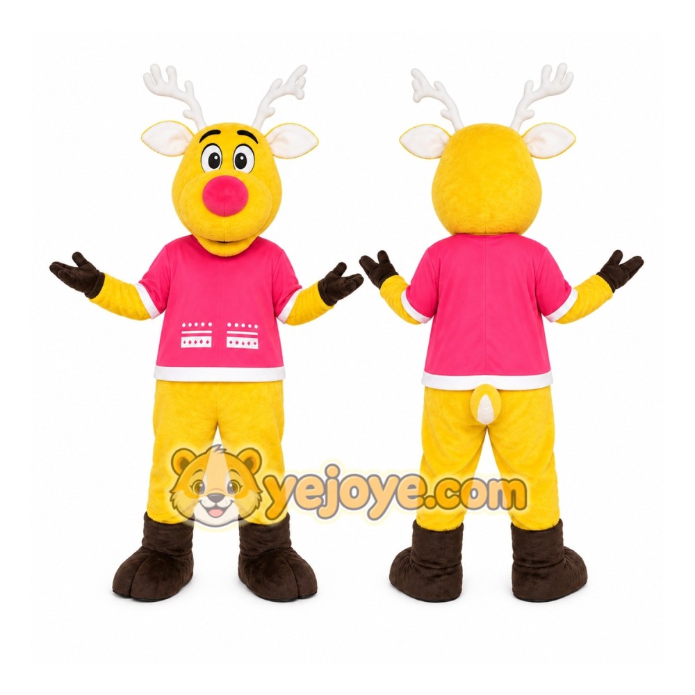 Yellow Reindeer Mascot Costume for Holiday Events