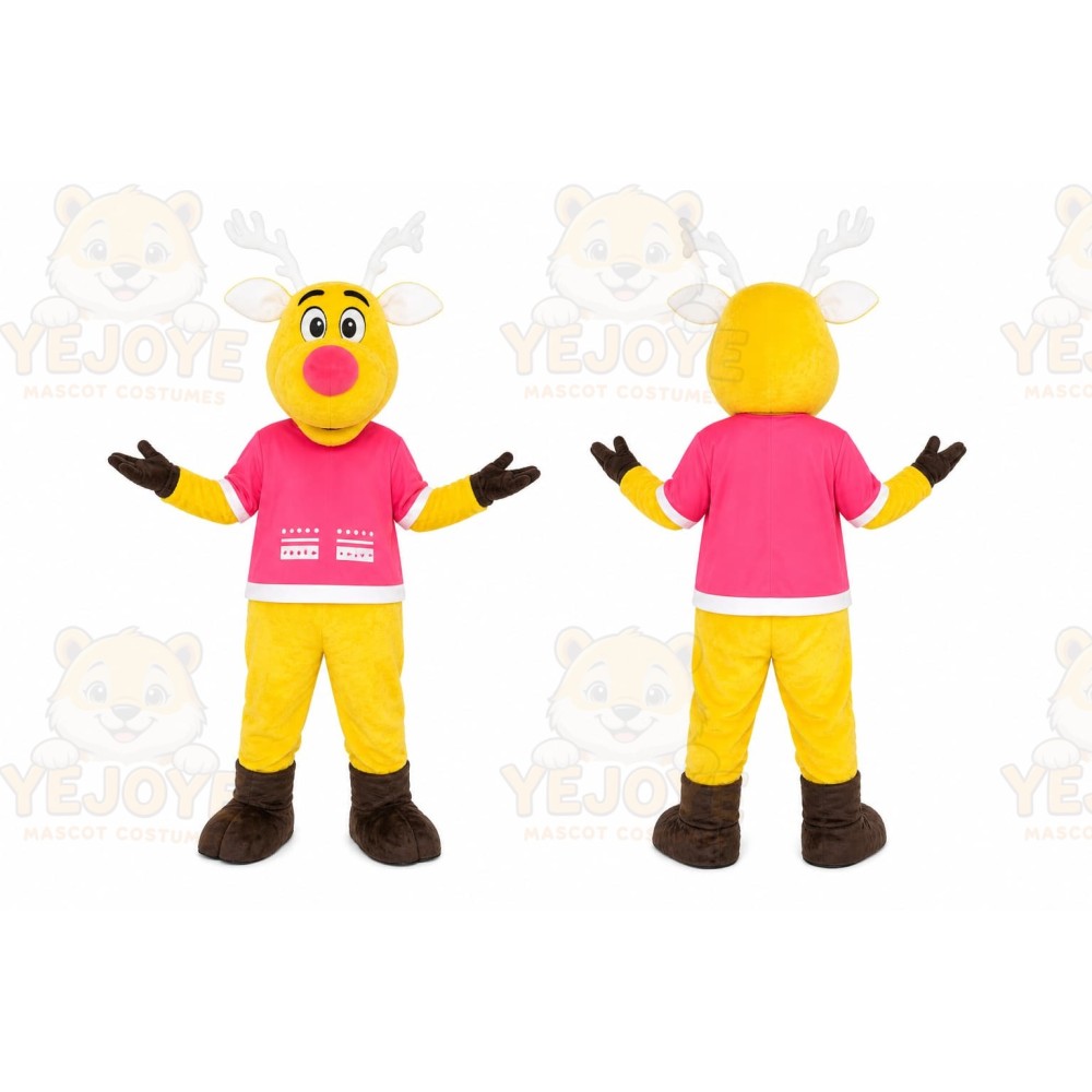 Yellow Reindeer Mascot Costume for Holiday Events
