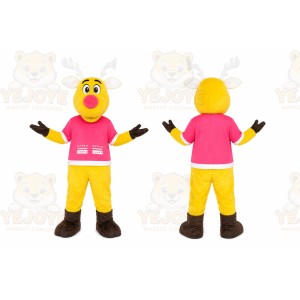 Yellow Reindeer Mascot Costume for Holiday Events