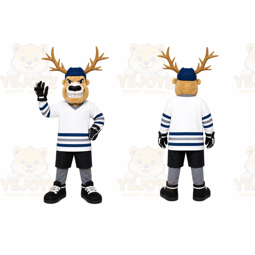 Brown Moose Hockey Player Mascot Costume for Sports Events