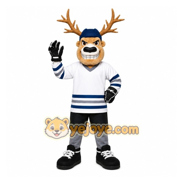 Brown Moose Hockey Player Mascot Costume for Sports Events