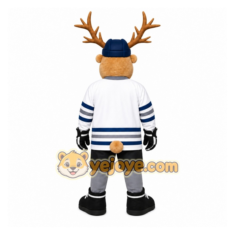 Brown Moose Hockey Player Mascot Costume for Sports Events Brown Moose Hockey Player Mascot Costume for Sports Events