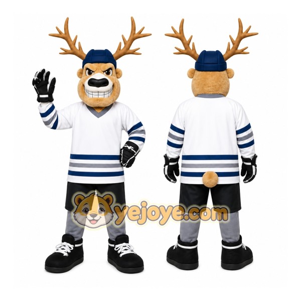 Brown Moose Hockey Player Mascot Costume for Sports Events